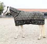 900D Medium Weight Waterproof Combo Turnout Winter Horse Blanket with Neck Cover - Adjusta- Color Camouflage - Full Coverage, and Stable Warmth (140-150cm)