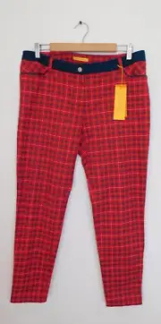NWT Louis Castel Golf Pants Red Plaid US 12