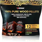 Kona Wood Pellets Intended for The Ninja Woodfire Grill, 12 Single-Use Pouches (4 Flavors)