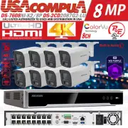 Hikvision 4K 8CH NVR Security IP camera system DS-2CD2087G2-LU 24/7 Full Color