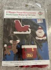 VTG 4 Plastic Point Ornaments NMI NeedleMagic Plastic Canvas Needlepoint Kit 201