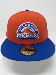 Colorado Rockies - New Era Hat Club Fitted Hat - Size 7 1/2 - Orange Blue