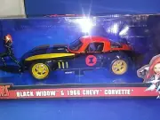 Marvel Avengers Black Widow Figure & 1966 Chevy Corvette Diecast 1:24 Scale Jada