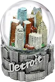 Detroit Snow Globe with Skyline and Silver Base 3.5 (65mm Glass Globe) from Detroit Snow Globes Collection