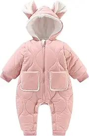[Generic] Boys Wool Coats Size 8 Boys Winter Warm Snowsuit Ears Hooded Jumpsuit Down Coat Romper Padded Outwear Jacket With Pockets down Coat Size 6