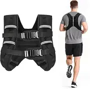 20lbs Weighted Vest with Two Adjustment Straps for Men Women, Weight Vest with Reflective Stripes for Workout, Strength Training, Running, Fitness, Muscle Building, Weight Loss