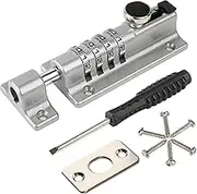HASWARE Combination Locking Bolt, 4 Digit Combi Bolt Sliding Door Lock Resettable, Safety Slide Latch Lock with Password Setting, for Gate, Barns, Garages, Fences (Silver)