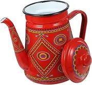 WATIIFUFU Outdoor Enamel Coffee Kettle Lightweight Tea Pot for Induction Electric Gas Stove for Camping Home Use Tea Lovers