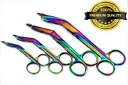 PREMIUM SET 4 Multi Color Rainbow Lister Bandage Scissors 3.5' 4.5' 5.5' 7.25'