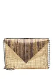 Whiting & Davis Snake Embossed Chainmail Envelope Clutch NWT $220