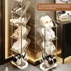 Sloping Shoe Rack 4 Layer Shoe Shelf Free Standing Shoe Holder Detachable AmePS