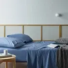 Bianca Natural Sleep Recycled Cotton Bamboo Flat Fitted Sheet Set Blue Double