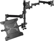Dual Monitor + Laptop Mount for 13 to 27 inch Screens and 10 to 15.6 inch Lapto