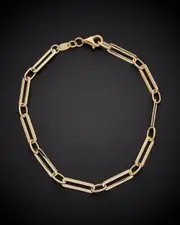 14K Italian Gold Polished Paperclip Chain Bracelet
