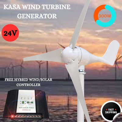KASA 300W 3 Blades Wind Turbine Generator Digital Hybrid Wind Solar Controller