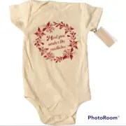 Tenth & Pine Meet You Under Mistletoe Baby One Piece Christmas Holiday 6-12 M