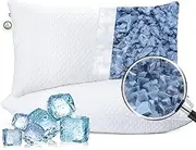 MASTERY MART Cooling Pillows Queen Size Set of 2, Soft Shredded Memory Foam Pillows, Adjustable Firmness to Hot, Side, Back and Stomach Sleepers, 20×30
