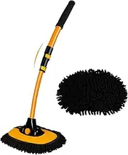 15° Bow Car Wash Brush Kit with Telescopic Handle 43 Inch Aluminium Car Wash Brush Soft Microfibre Mop Long Handle for Motorhome Truck Car Boat Scratch-Free Cleaning Tool Washing Set Detailing Brush