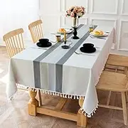 DUUKOA Tablecloth Rectangle Table Cover Linen Tablecloth Wrinkle-Free Dust-Proof 55x102 inch Gray (140x260 cm)