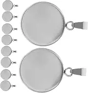 20pcs Stainless Steel Pendant Clay Beads for Bracelets Making Necklace Display Stand Charm Tray Necklace Display Tray Round Bezel Trays Necklace Bezels Rack Silver