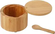 Salt Cellar, Wood Salt Box, Seasoning Holder Condiment Jar, Seasoning Containers, Spices Storage, Handcrafted Salt Pot Organizer For Kitchen Countertops Pantry
