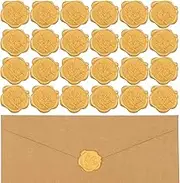 COMPUKAS 50pcs Embossed Wax Seal Stickers Strong Adhesive Envelope Sealing Stickers for Weddings Invitations Craft Projects and Business Correspondence Elegant Design Labels