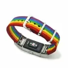 For Fitbit Charge 2 3 4 Rainbow Nylon Loop Fabric Watch Strap Wrist Band