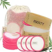 AXATY 3-Layers 20 Reusable Makeup Remover Pads-Organic Bamboo Cotton Rounds Eco-Friendly Pads for All Skin Types with Cotton Draw String Laundry Bag (8cm)