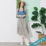 【BETTY’S 貝蒂思】假兩件牛仔馬甲飄逸洋裝(深藍)