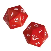 2 Ct Heavy Metal Red and White D20 Dice Set for Dungeons & Dragons