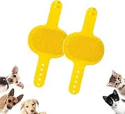 Meowvo Silicone Grooming Strap Pad for Cats, Silicone Grooming Strap Pad – 2-in-1 Self-Groomer, Cat Self Groomer Brush for Climbing Frames Table Legs, for Cats & Dogs (Yellow,2 Pcs)