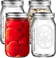 Mason Jars Set,Regular Mouth Spice Jar with Airtight Lids - Thicken Seasoning Spice Containers for Kitchen Organization and Storage (4 * 32oz)