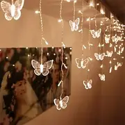 LED Christmas Fairy Light Butterfly Curtain String Lights 3.5M 96LEDs New Year Holiday Wedding Valentine's Day Living Room Bedroom Store Decoration 220V EU Plu