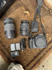 Canon EOS Digital Rebel XT SLR Camera w/18-55mm/75-300mm Lenses/Charger/Batt/Mem