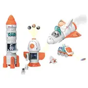 Rocket Spaceship Return Capsule Rover 3 People Lunar Rover Set Space Assembly Toy DIY Rocket Spaceship with Light Projection Toy for Ages 7 and Up