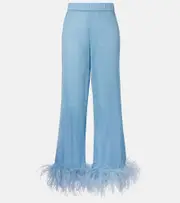 [Oseree] Oséree Lumière feather-trimmed wide-leg pants AU 14 blue