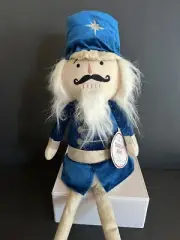 Nutcracker Plush 29” Shelf/Couch Sitter, Blue Christmas Decor Pillow, Sugar Plum