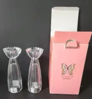 2 New Marquis by Waterford Glacier Lead Crystal Candlestick Holder Bud Vase 9"