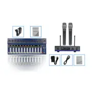 14-Channel Audio Stage PA Mixer Console Bluetooth Mixing UHF Handheld Microphone