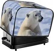 Polar bear Toaster Cover 2 Slice Bread Machine Covers Waterproof Universal Size Kitchen Small Appliance Cover with Hang Loop, Dust and Fingerprint Protection