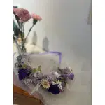 紫色永生玫瑰/乾燥花頭圈