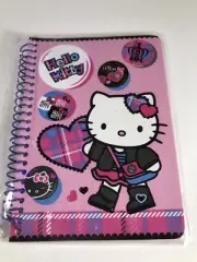 Rare Sanrio Hello Kitty Mini Spiral Notebook Pink Tartan Plaid Crown Design NEW