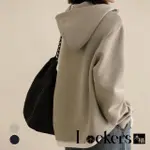 【LOCKERS 木櫃】空氣層休閒簡約假兩件連帽帽T L113021906(連帽帽T)