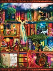 Jigsaw puzzle Fantasy Mythology Treasure Hunt Bookshelf 1000 piece NEW Made USA