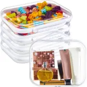 4 Pcs Clear Hardshell Zipper Case with Handle Hard Plastic Pouches Toy Storag...
