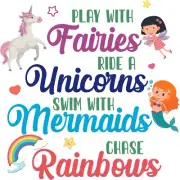 Vinyl Kids Bedroom Art Rainbow & Unicorn Decor Nursery Home Wall Decal Quotes