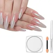Erinde Chrome Nail Powder, Pearl Chrome Nail Powder with Reusable Silicone Nail Art Brushes, Mermaid Aurora Chrome Nail Powder Kit for Gel Nails Polish, Mirror Chrome Nail Powder for Gel Nails Glitter #01