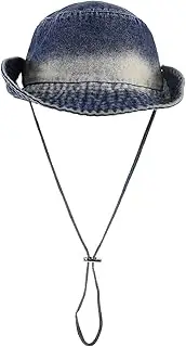 [BESPORTBLE] Cotton Denim Bucket Hat Foldable Sun Hat Chin Strap Men's Women's Breathable Comfortable Outdoor Cap