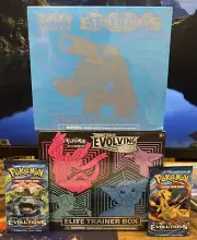 XY Evolutions ETBAnd Evolving Skies ETB Sealed New! + 2 Evolutions Booster Packs