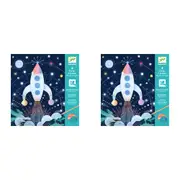 8pc Djeco Cosmic Mission Scratch Cards w/ Stylus Art Activity Kit Kids 6y+
